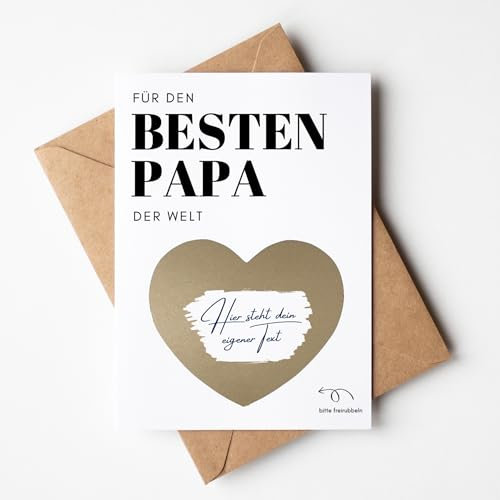 loulala® Rubbelkarten zum selber beschriften I Geschenk Papa | Vatertag I Personalisierte Überraschungskarte I Geburtstagskarte I Gutschein inkl. Briefumschlag (retro bold - 1x Papa)