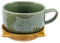 Iegefirm Tasse Japonaise Mignonne en CéRamique Shiba Inu Panda Tasse à Café avec Couvercle Maison Couple Lait -DéJeuner Tasse Tasse D' (Vert)