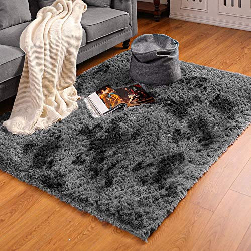 JURLEA Tappeti Soffici Tappeti per Soggiorno Tappeto Morbido Antiscivolo per Camere da Letto Moderne (80 x 120 cm, Nero Grigio)