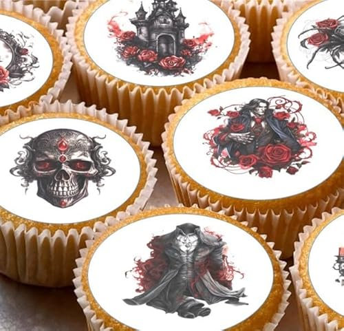 24 Pre-cut Vampire Gothic Edible Cake Cupcake Toppers Wafer/Rice Paper