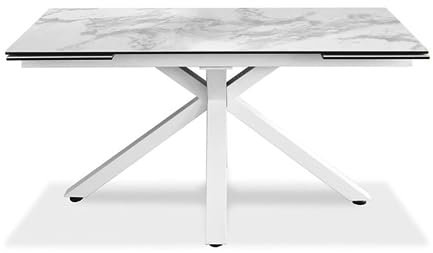 STONES HOME FURNITURE Ausziehbarer Esstisch Keramik 1 mit Platte aus gehärtetem Glas 8 Plätze 240 x 90 cm 76 h (Keramik weißer Marmor)