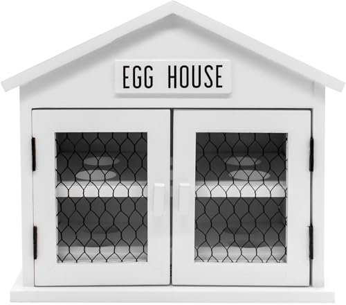 White Wooden Counter-Top Egg Holder Storage Box, Egg House, Home Kitchen Décor Organizer