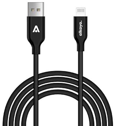 Alkaya. kompatibel mit iPhone 11, 12, 13, 14 Ladekabel USB-A und Lightning, Datenkabel Silikon,1m/12W schwarz