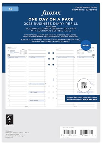 Filofax A5 english DAY/PAGE BUSINESS/APPTS 2025