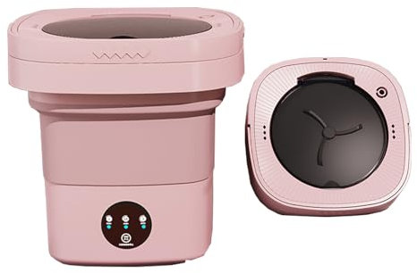 AMZTEMU 8L Portable washing machine, Mini waschmaschine, Tragbare waschmaschine, Faltbare waschmaschine, Mobile waschmaschine -EU Power(Rosa)