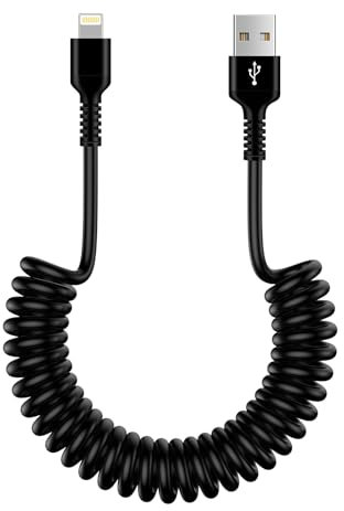 Câble spiralé USB A vers Lightning, certifié MFi, câble de données, câble de charge pour iPhone 14 Pro/14 Plus/14/13/12/11/SE/X/XS/XR/8