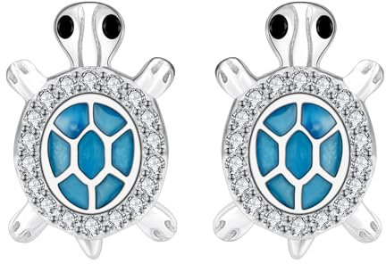 Micory Schildkröte Ohrringe für Damen 925 Sterling Silber Glücksbringer Ohrstecker Schmuck Geschenk für Mädchen Frau Mutter Tochter