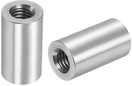 QUARKZMAN 5pcs M8 Rond Connecteur Écrous, 304 Inox Acier Accouplement Écrou 25mm/0.98 Longueur Manchon Tige Barre Goujon Écrou pour Support, M8x25x14mm