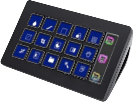 VBESTLIFE Benutzerdefinierte LCD-Tastatur mit 15 Tasten, Streaming Studio Controller-Tastatur für Elgato 4KCU, für OBS, für Twitch, für YouTube, für Twitter, für Discord, für Spotify