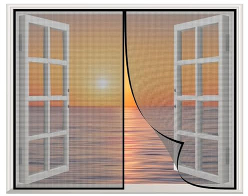 Moustiquaire MagnéTique Pour FenêTre De Patio, 75x110cm, Design Coupe-Vent, Rideau Anti-Mouches MagnéTique, Fermeture Automatique, Protection Contre Les Insectes, Noir