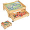 LIFEZEAL Spieltisch mit Holzeisenbahn, 100-teiliges Kinderspielzeug Set Holz mit Schublade, Multifunktionstisch für Kinder 3+ Jahre zum Spielen, Basteln, Bauen (78 x 63 x 33 cm)