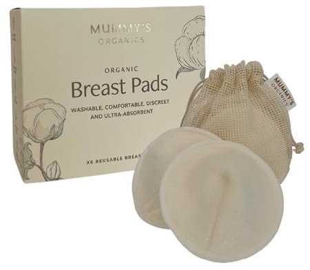 Mummy's Organics Coppette assorbilatte in cotone biologico e bambù, confezione da 6, lavabili e riutilizzabili, ultra comode e ipoallergeniche, super assorbenti per l'allattamento al seno, essenziali