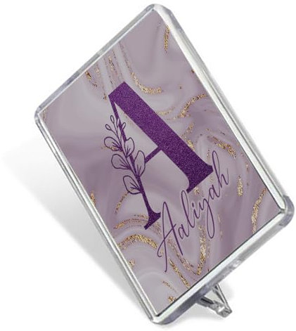 Personalised Initial with Name, Glitter Marble Alphabet, Gift For Girls, Fridge Magnet.