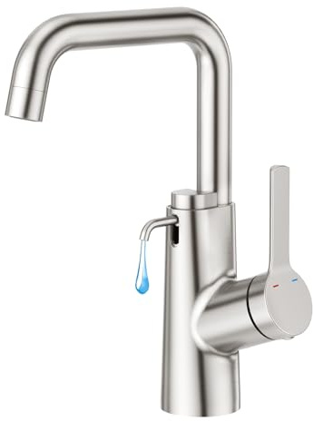 CREA Kitchen Faucets with Soap Dispenser,Swivel Right Angle Spout Bar Sink Faucet Single Hole 1 Handle Brushed Nickel Pre Wet Utility Faucet Laundry Room RV Bathroom Marine Stainless Steel