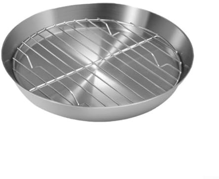 Besttoolifes Griglia di raffreddamento, teglia da forno, teglia rotonda, teglia da forno con set di griglia, per torte, verdure e carne (20 cm)