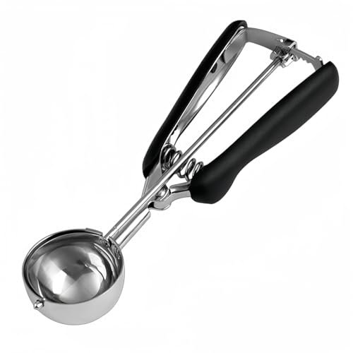 Jopplim Large Cookie Scoop, Ice Cream Scoop, 3 Tbsp/ 45ml/ 1.5oz, 18/8 Stainless Steel, Black, 1 Count