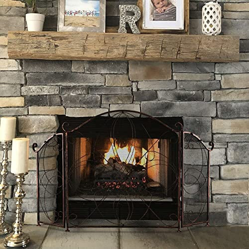 KOIAMVZW Kamin-Bildschirme, Kamin-Bildschirmschutz, 3 Paneele, Innengrill, Wohnzimmer, Eisen, klappbare Seite, Kamin-Bildschirm, Flache Kamin-Bildschirme, dekorativ Decoration