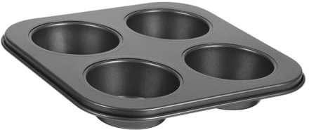 PartyKindom Muffin Backform 4Er Set - Antihaftbeschichtete Muffinform FüR Muffins Und Cupcakes Hochwertiger Stahl Ideal FüR Zuhause Und Gewerbliche Nutzung Schwarz 19X19X3 Cm