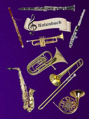 Notenheft Trompete DIN A4 Notenbuch Posaune Musikunterricht Waldhorn Notenlinienheft Große Lineatur Blasinstrumente Anfänger Kornett Querflöte ... Notensysteme Bariton Musiker Fagotte 02B09