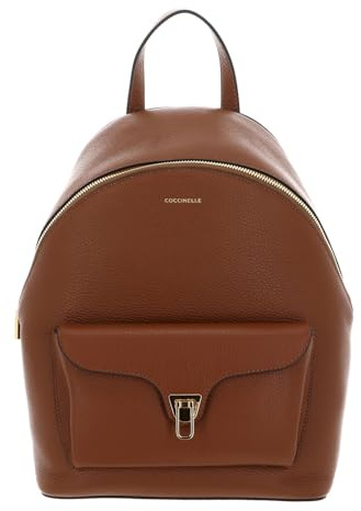 Coccinelle Leder Rucksack Beat Generatio Backpack Grained Leather Cognac braun