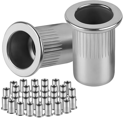 Marsred 100 PCS M6 304 Edelstah Nietmuttern, Rostfrei Bindnietmutter,Einnietmuttern Gewindenieten Einpressmuttern für Metall Kunststoff