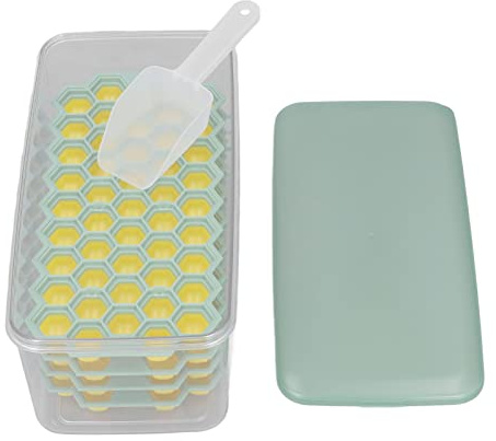 Fyearfly Vassoio per cubetti di ghiaccio da 3,3 l con paletta, 4 strati, 188 griglie, soluzione facile da riporre per la casa