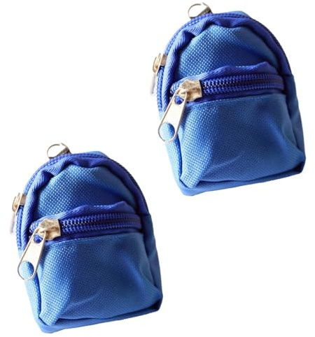 Mini-Puppenrucksack, Schulranzenmodell, Puppenhaus-Schulzubehör für Puppenhaus im Maßstab 1:6, Puppenhaus-Dekor, Simulations-Mini-Schultaschen-Modell, Puppenhaus-Zubehör, Blau, 2 Stück