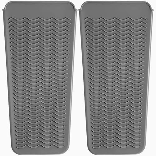 Heat Resistant Mat for Hair Straightener, Silicone Flat Iron Mat & Holder for Counter, Portable Travel Curling Iron Mat & Pocket for Hot Hair Styling Tools