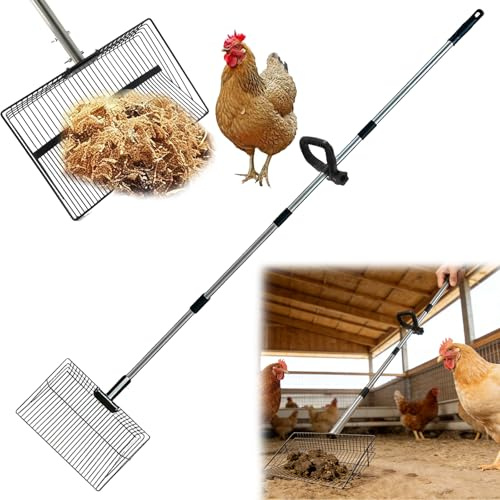 QUTHZZHY Stor kycklingstekspade, 4-i-1 justerbar kycklingspade, 30 cm stor kycklingpoop, scooper med gummihandtag, spade för hönshus, tillbehör för rengöring av hönshus, stall