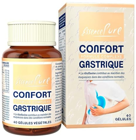 Complexe Confort Gastrique, Réglisse DGL et Nopal, Essence Pure, 40 Gélules | Réglisse Déglycyrrhizinée, Aloe Vera, Guimauve, Griffe de Chat et L-Glutamine, Muqueuse, Confort Gastrique, Cure de 20 Jours