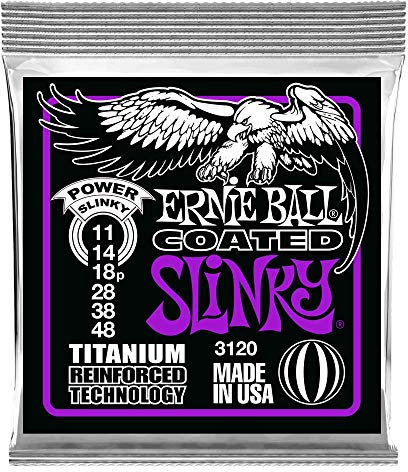 Ernie Ball, Power Slinky Coated Titanium RPS, Corde per chitarra elettrica, diametro 11-48