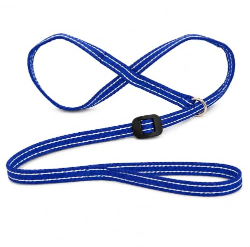 Gencon - All-in-One Anti Pull Dog Lead and Headcollar - Trainer Approved - Figure of 8 Dog Lead with Soft Loop Handle, Gentle Control - Left Hand - Washable - UK Made - Blue/White