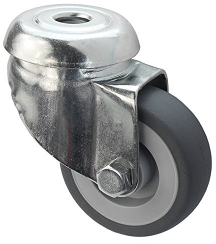 Apparaterolle Lenkrolle ohne Bremse 50 mm ohne Feststeller Gummi grau-spurlos Rückenloch Möbelrolle Transportrolle