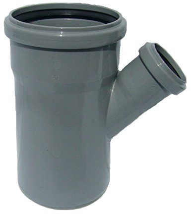 Soil Pipe 110 mm Branch with 45 Degree 50 mm Inlet - Push-Fit Sewerage - Grey