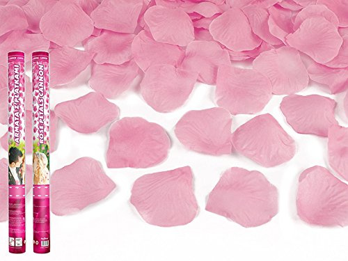 12 Konfetti-Kanonen 60cm zur Hochzeit, Party oder Geburtstag (Rosenblätter rosa / pink)