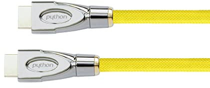 PYTHON® Series PREMIUM High-Speed-HDMI Anschlusskabel mit Ethernet - 4K2K / UHD / Ultra HD / Full HD - Kupferleiter (OFC), 3D-Unterstützung, Dreifachschirmung, Nylongeflecht - gelb, 5 m