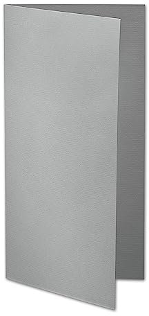 ARTOZ 50x DIN Lang Faltkarten - Grau (Graphit) gerippt 210 x 105 mm Klappkarten - Blanko Doppelkarte mit 220 g/m² edle Egoutteur-Rippung