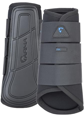 Shires ARMA Neoprene Brushing Boots - Shock Absorbing Horse Leg Protection for Flatwork and Turnout - Multiple Sizes Black/Full