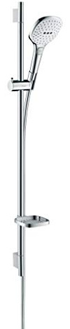 hansgrohe Raindance Select E 120 Duschset 0,90m, 3 Strahlarten, mit Seifenablage, Weiß/Chrom