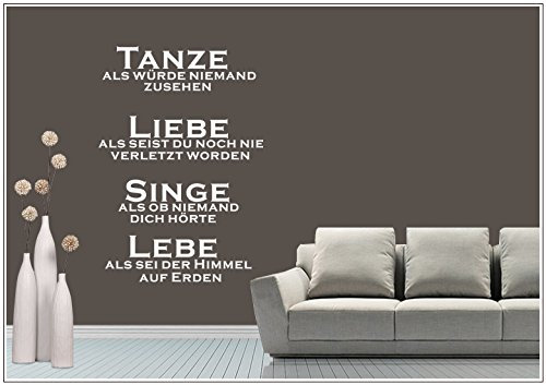 Deco-idea WandTattoo WandSpruch Spruch Zitat Tanze als würde niemand zusehen...wzt62(Printed Sticker,ca.15 x 6cm)