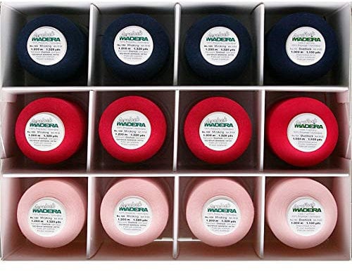 MADEIRA Nähgarn, Polyester, Navy & Pink, Aerflock 9120 & Aerolock 9118, 13800