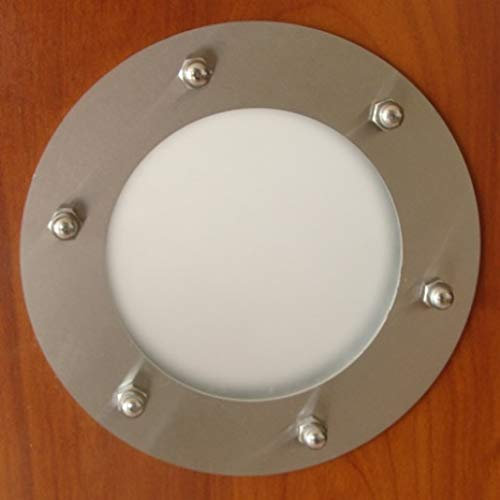 Türbullauge Edelstahl 150mm flach, Glas matt, Hutmuttern