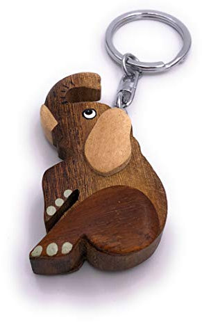 H-Customs Elefant großes Tier Holz Edel Handmade Schlüsselanhänger Anhänger