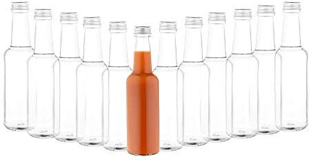 MamboCat 12er Set Geradhalsflasche 250 ml + Schraubverschluss Silber I Abfüllen von Essig & Öl, Sirup, Most, Bier, Likör, Saft + Wein I runde Trinkflaschen