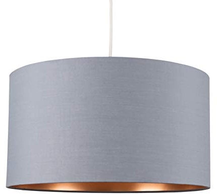 MiniSun | Extra Large Modern Grey and Copper Drum Light Shade | Pendant Lights, Home Décor & Improvement Essential | 450cm Shade Width