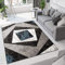 TAPISO Dream Teppich Modern Wohnzimmer Kurzflor Grau Schwarz Creme Blau Vierecke Geometrisch Meliert Schlafzimmer Esszimmer ÖKOTEX 300 x 400 cm