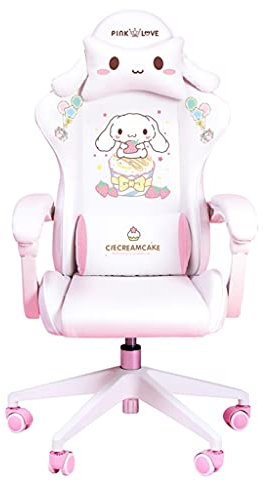 Niedliche Computerstühle Heimspielstuhl Verstellbarer Drehstuhl Bequeme Sessel Geschenke for Kinder (Color : Weiß, Size : 45x47x122cm)