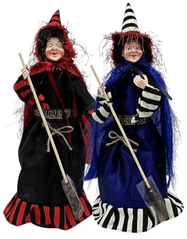 Aurora Store Befana 60 cm con Luci e Suoni– Bambola Pupazzo Decorativo con Vestito a Pois, Mantello e Scopa – Strega da Appoggio per Epifania e Halloween