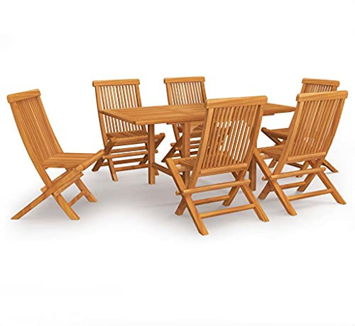 vidaXL 7-TLG. Garten-Essgruppe Massivholz Teak