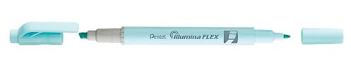 Pentel SLW11P-SE Illumina Flex Textmarker in Pastellfarben mit Doppelspitze zum Hervorheben, Unterstreichen, Markieren und Akzente setzen, schlanke Stiftform, hellblau, 1 Stück